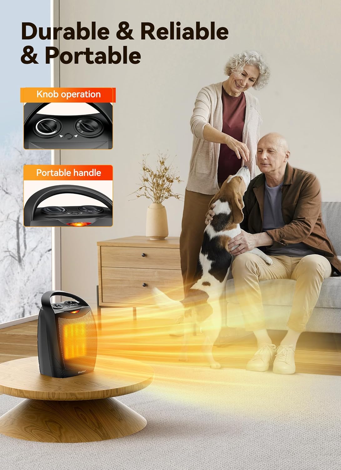 1500W Electric Space Heater with Remote - Portable PTC Ceramic Heater for Home & Office