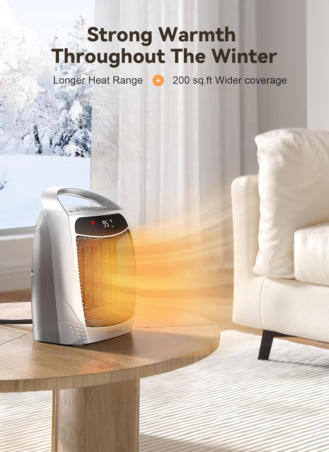 1500W Electric Space Heater with Remote - Portable PTC Ceramic Heater for Home & Office