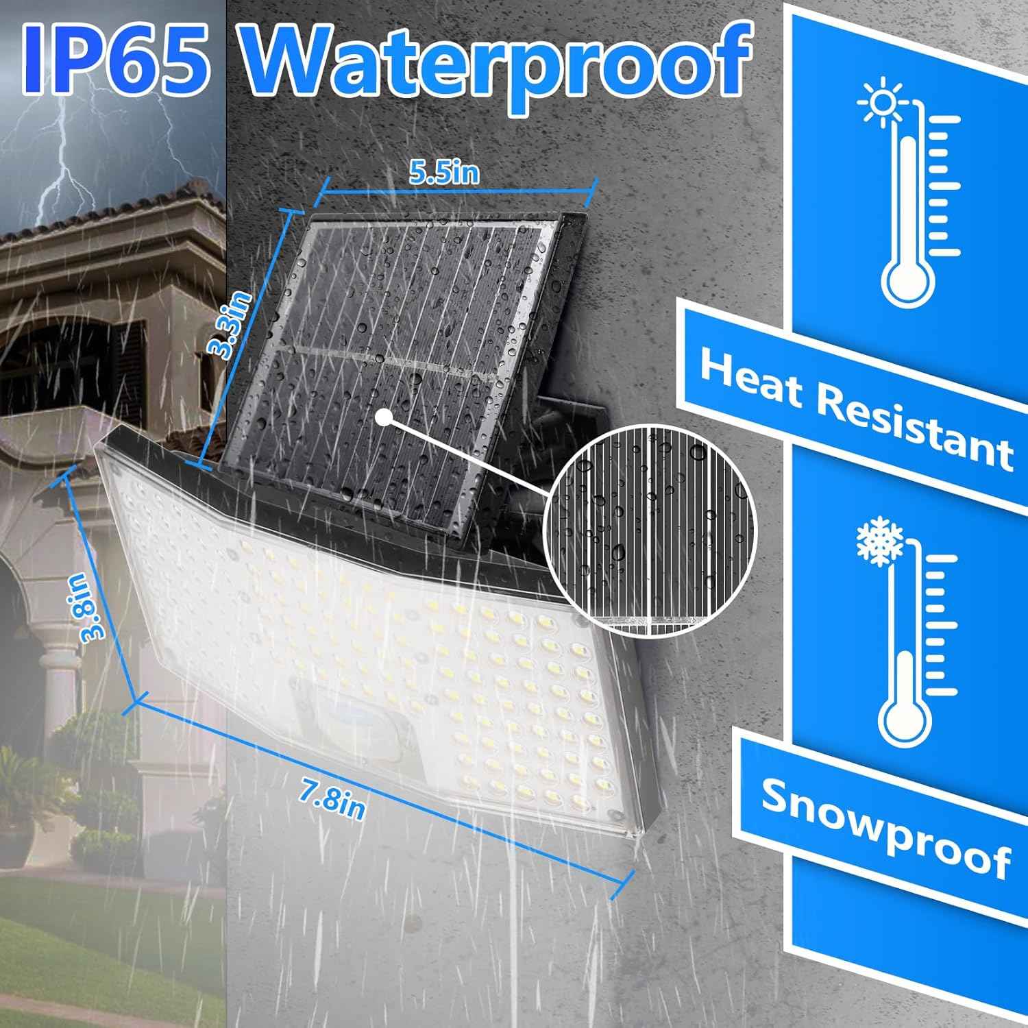 4000LM Solar Flood Lights Outdoor - 4-Pack Motion Sensor LED Security Lights with Remote, Waterproof Dusk to Dawn, 3 Modes, 16.4FT Cable for Yard