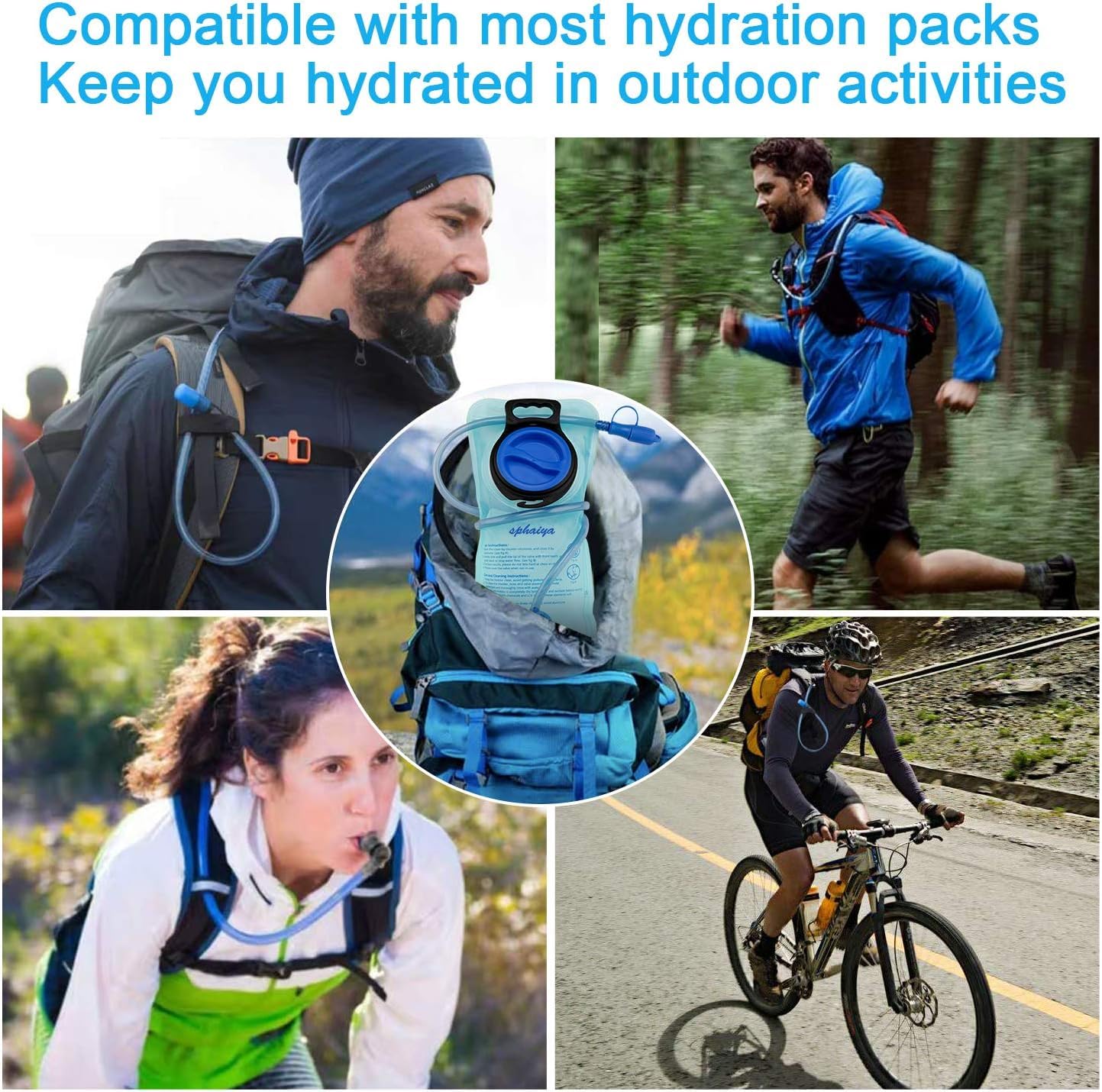 sphaiya Hydration Bladder 2L-3L Water Storage Bag Reservoir,Military Hydration Pack Replacement for Hiking Biking Climbing Cycling Running Camping Backpack 1Pack (3L-Blue)