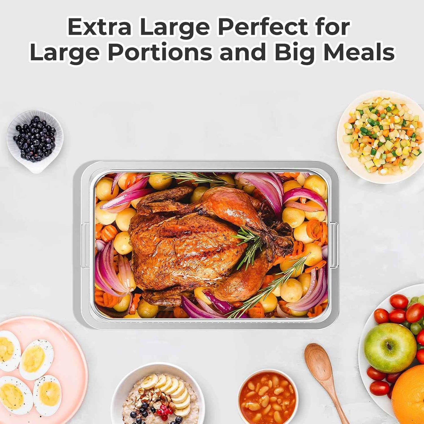 Air Fryer Basket Set with Parchment Papers - Non-Stick Stainless Steel Trays (2 Sizes)