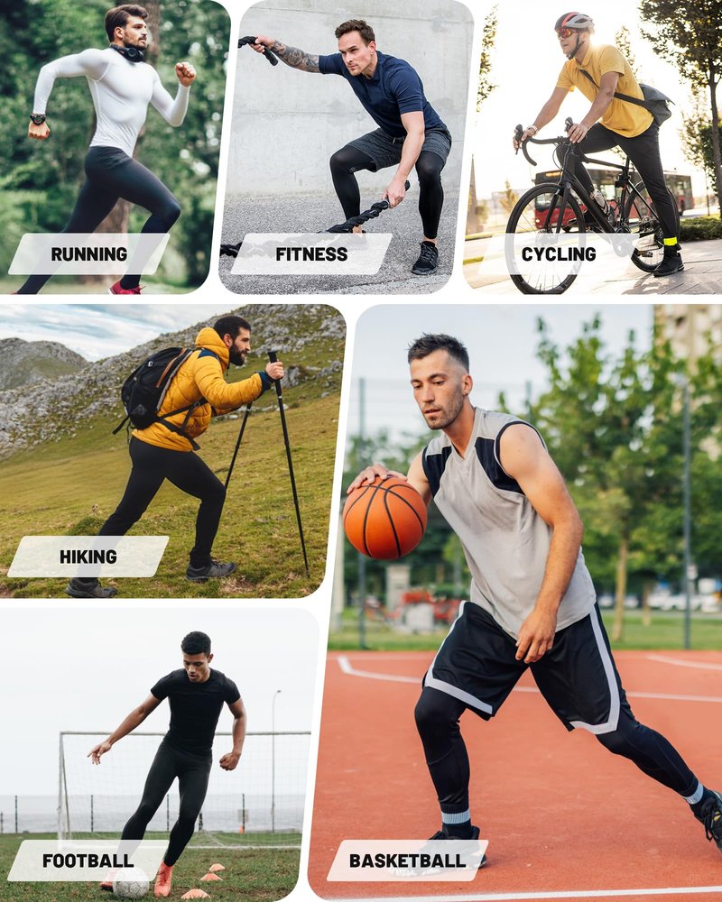 Poekuao 2 Pack Mens Running Tights Sports Workout Leggings with Pockets Breathable Athletic Base Layer for Gym Basketball Black/Black XL