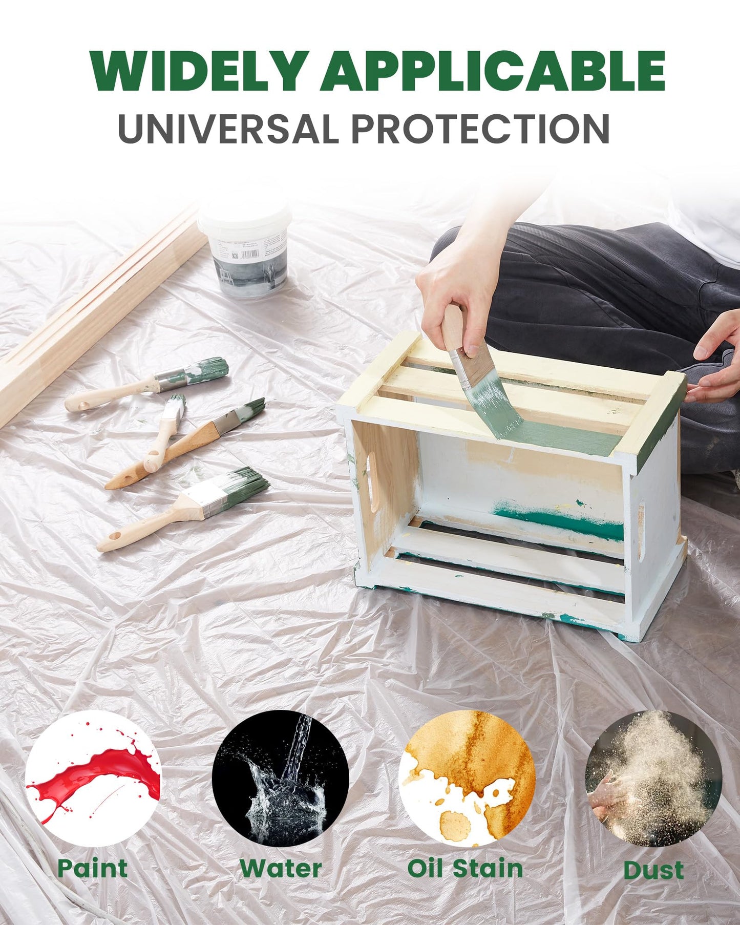 Voomey 6-Pack Plastic Drop Cloth 9x12 Feet - Waterproof and Clear Drop Cloth for Painting Sheet - Plastic Sheeting - Furniture Protection, and Floor Covering