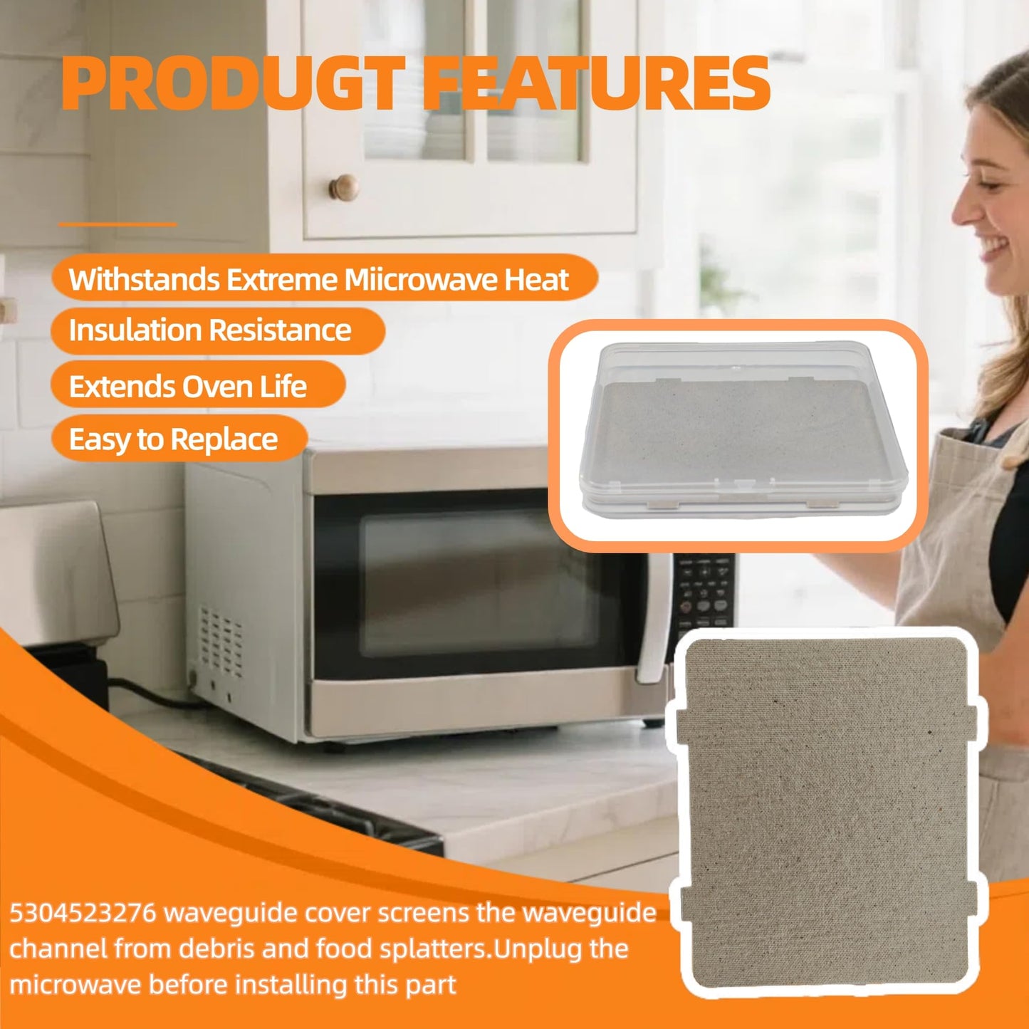 5304523276 Waveguide Cover Replacement Compatible with Frigidaire Microwave