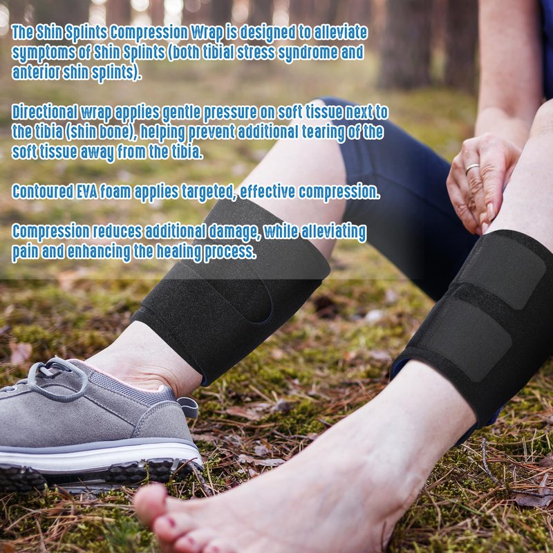 Threlaco 2 Pcs Shin Splint Compression Wrap Adjustable Shin Splints Brace Athletics Compression Sleeve Calf Brace for Men Women Tibial Stress Syndrome Running(Black)