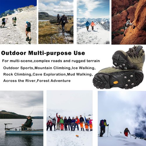Gripper Spike, Treeresea Universal Non Slip Gripper Spikes for Shoes, Shoe Ice & Snow Grips for Ice Sports- Anti Slip Rubber Grips with Steel Studs Crampon(2 Pairs)
