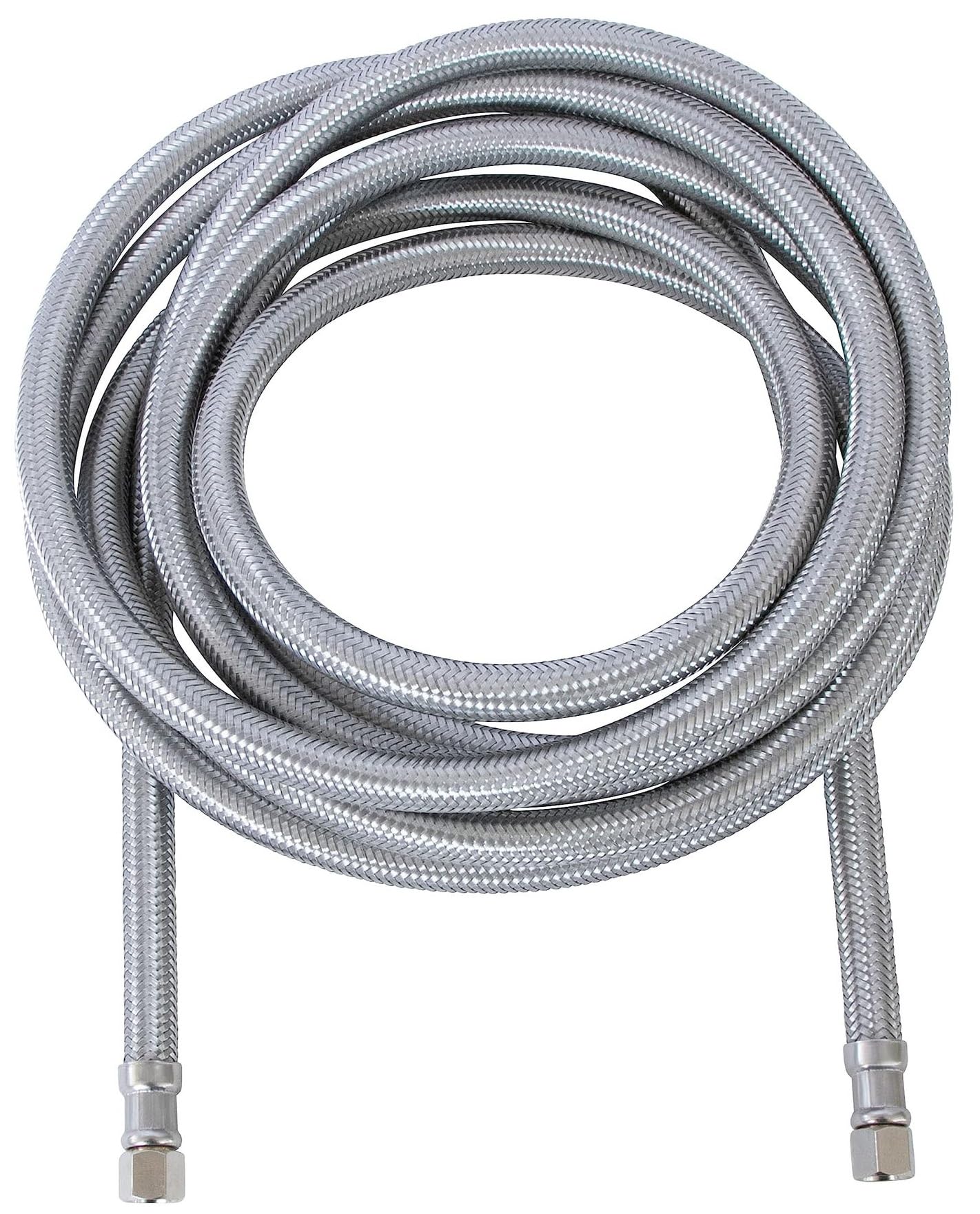 Refrigerator Ice Maker Hose, Universal Flexible Premium Braided Stainless Steel Water Line Connector, 1/4 Inch Compression, Silver (6 Feet)