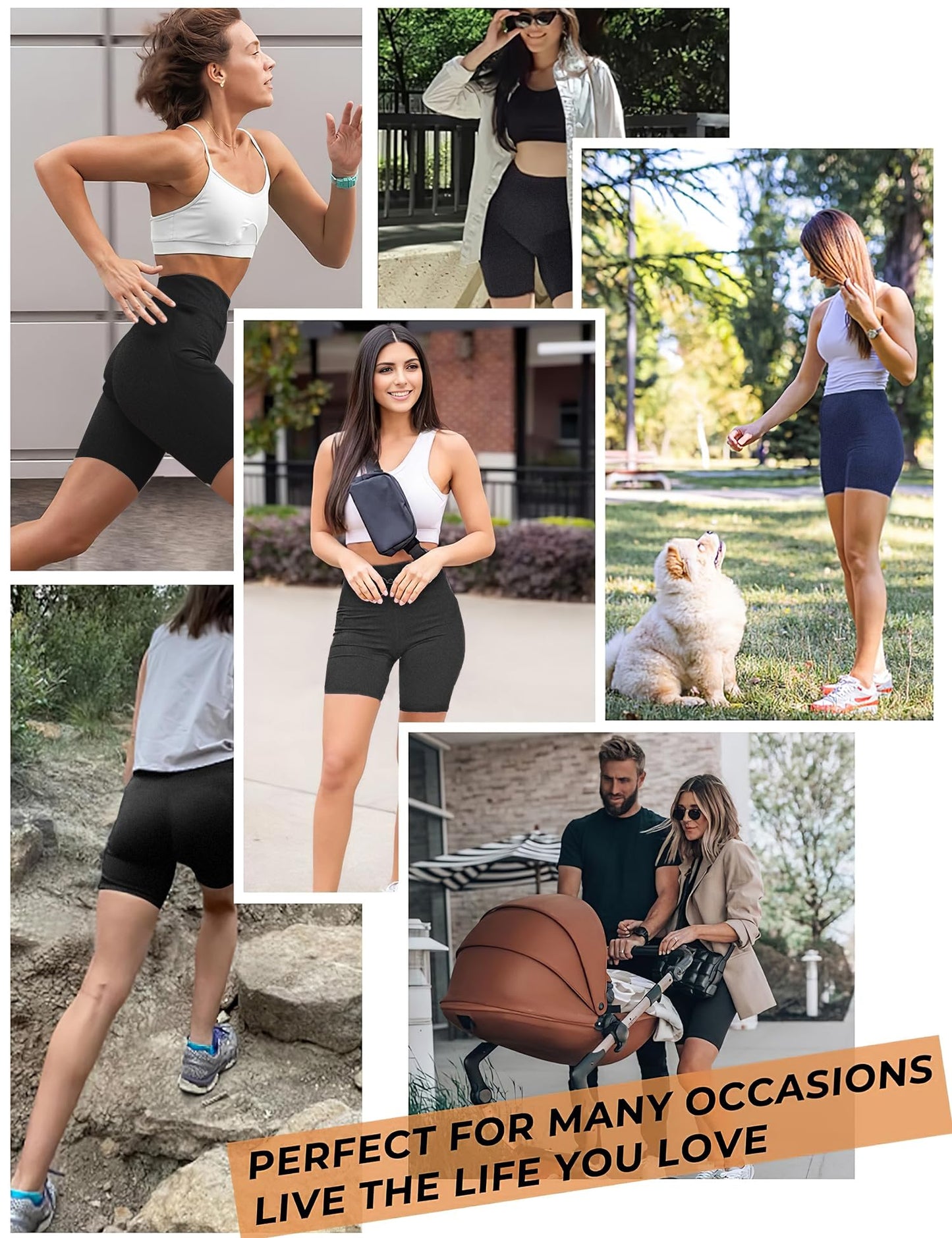 Womens 5" Biker Shorts with Pockets High Waisted Tummy Control Yoga Workout Gym Stretchy Spandex Shorts Leggings Compression Athletic Run Bicycle Cycling Volleyball Exercise Dance Bike Shorts Tights