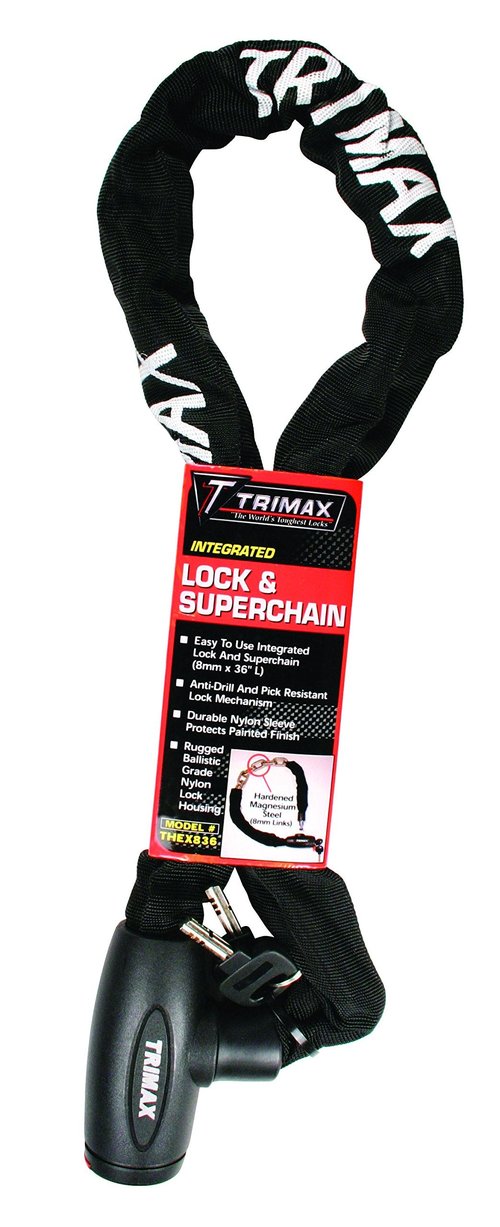 Trimax Integrated Lock & Super Chain 3' L with 8Mm Links THEX836, Wrap Packaging