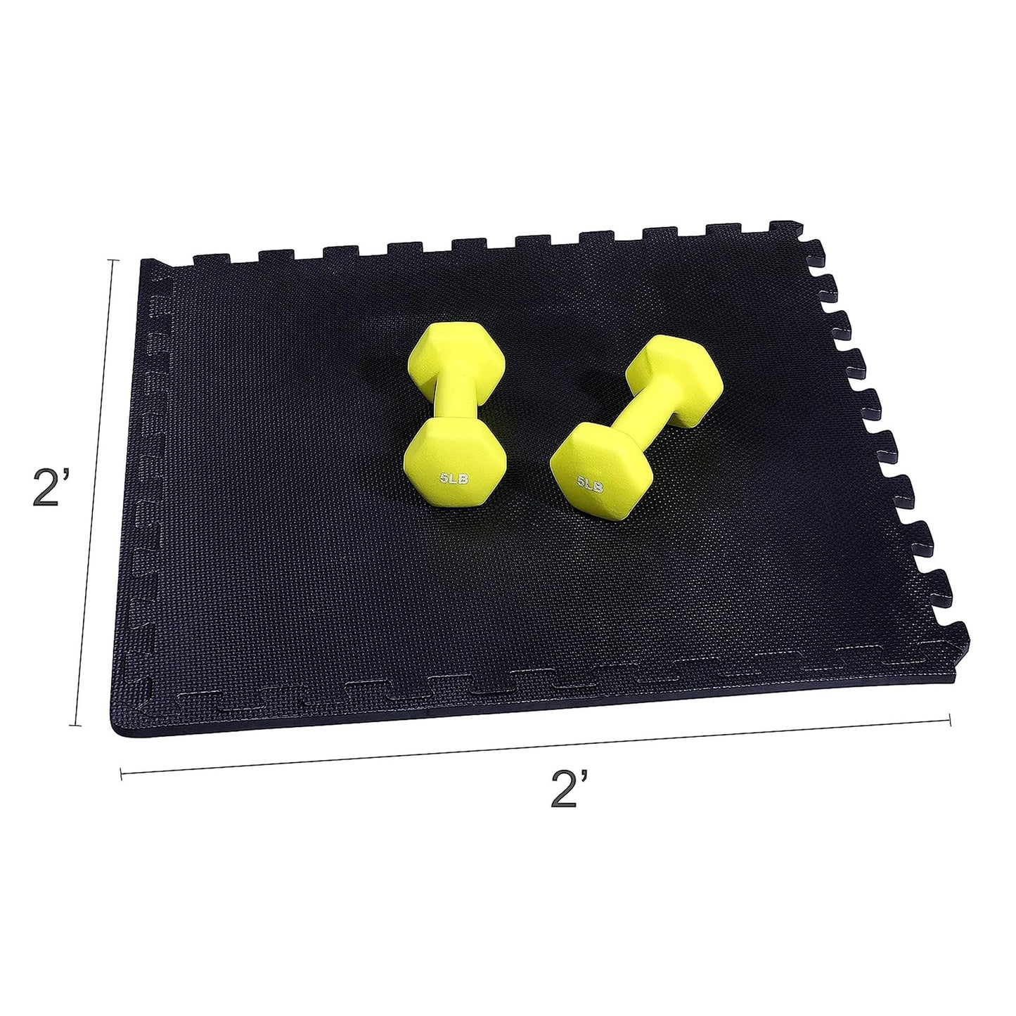 BalanceFrom Puzzle Exercise Mat 1/2" Thick, EVA Interlocking Foam Floor Tiles for Home Gym, Mat for Home Workout Equipment, Floor Padding for Kids, Black, 24 in x 24 in x 1/2 in, 24 Sq Ft - 6 Tiles