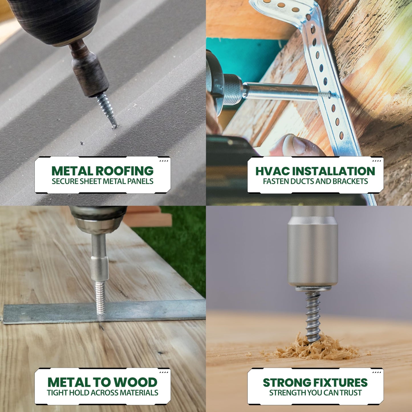 150 PCS Self Drilling Screws for Metal, Wood & Plastic – 410 Stainless Steel Self Tapping Screws Assortment – Includes #8 (1/2”, 3/4”) & #10 (1”, 1-1/2”) TEK Metal Screws with Hex Washer Head