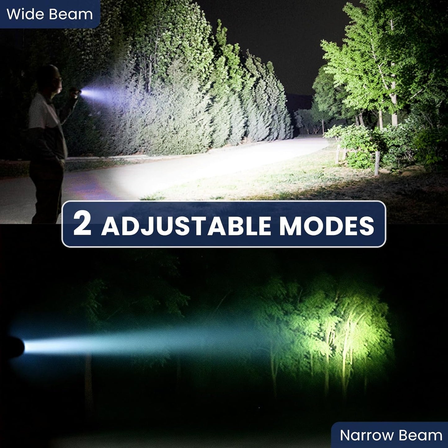 90000LM Rechargeable LED Flashlights - Super Bright 7 Modes Handheld Flashlight Set (2 Pack) for Home, Camping & Night Work