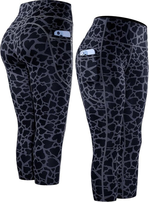 CADMUS High Waisted Workout Leggings - Women's Athletic Yoga Capris with Two Side Pockets