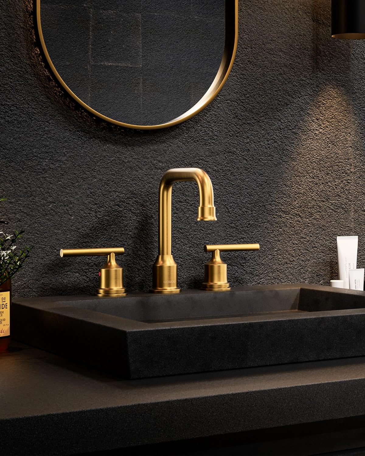 Brushed Nickel 8-Inch Widespread Bathroom Faucet with 360° Swivel Spout - Modern 2 Handle Lavatory Sink Fixture