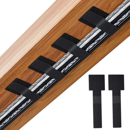 100pcs Hook and Loop Cable Ties, gliship Adhesive Wire Management, Adjustable Cable Straps Cord Wrappers Keeper Cord Holder, Sticky-back Cord Organizer for Kitchen Appliances at Office, Home - Black