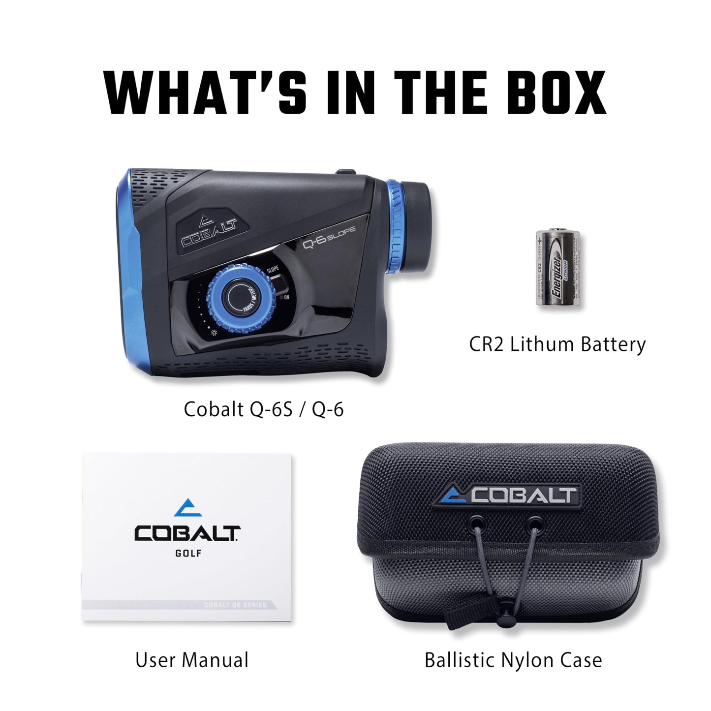 Cobalt Q-6 Golf Rangefinder Slope with Magnet | Tournament Legal, Precision Laser Technology, 7X Magnification, 2,500-yd Range, Pin & Vibration Lock, Waterproof, with Premium Case