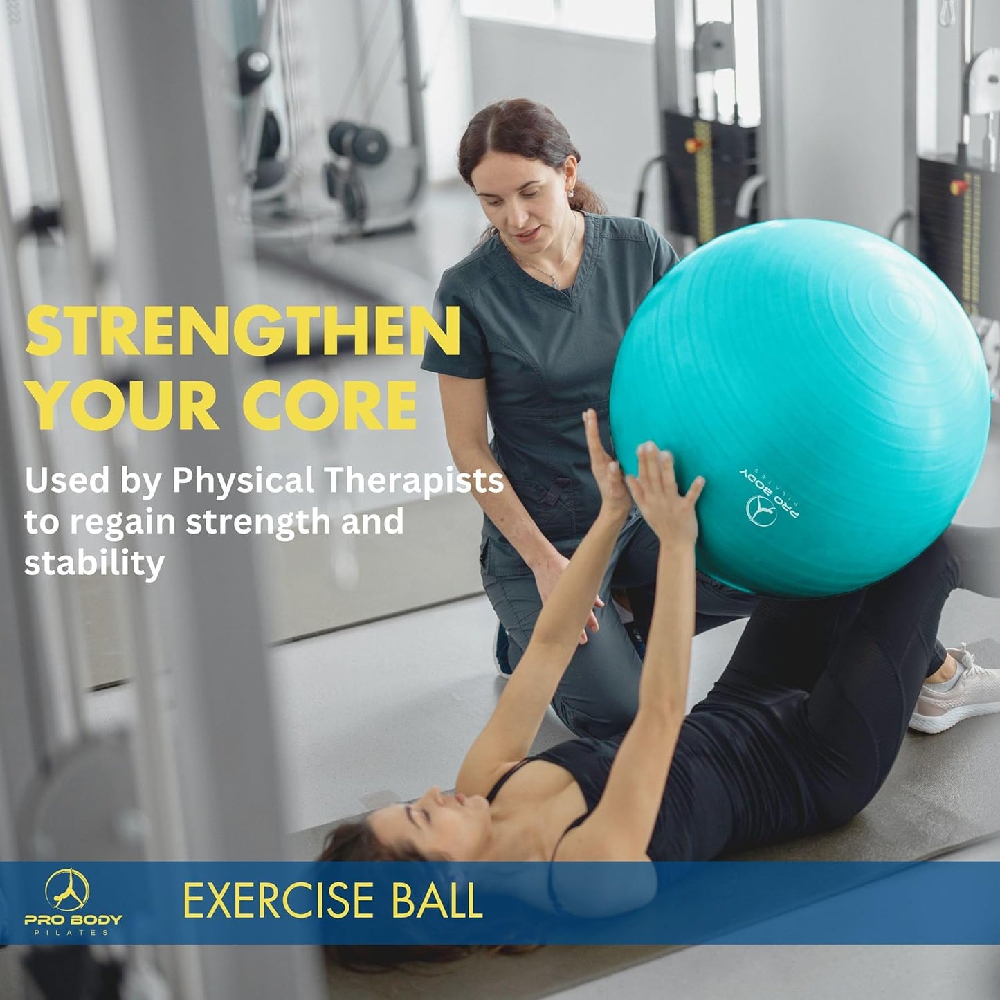 ProBody Pilates Exercise Ball - Gym-Grade Balance Ball for Fitness, Yoga & Therapy | Multiple Sizes Available