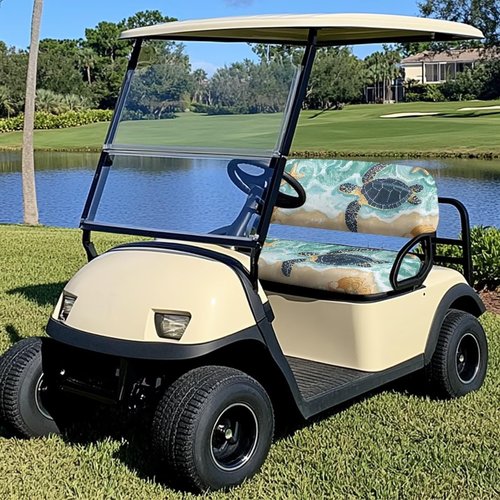Rarucativ Beach Turtle Golf Cart Seat Cover Lightweight Golf Cart Front Seat Cover Kit Keeps Seats Clean and Comfortable Golf Club Car Accessories Suitable for All Seasons