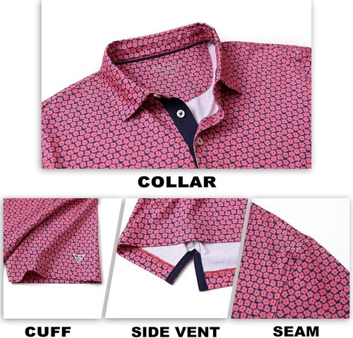 M MAELREG Men's Golf Shirt - Short Sleeve Moisture-Wicking Performance Polo | Stylish Print Patterns