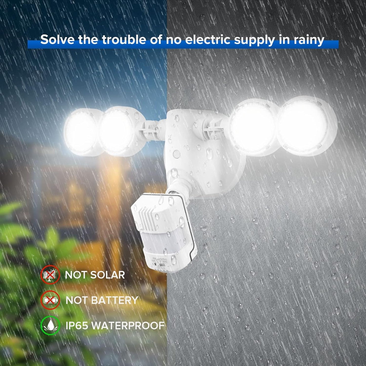 25W Motion Sensor Outdoor Flood Light - 3000LM Dusk to Dawn Security Light, 4 Modes, 320° Wide Angle for Garage & Patio