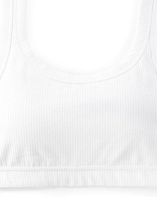 CRZ YOGA Ribbed Sports Bra - U Back Wireless Medium Impact Yoga Cami for Women