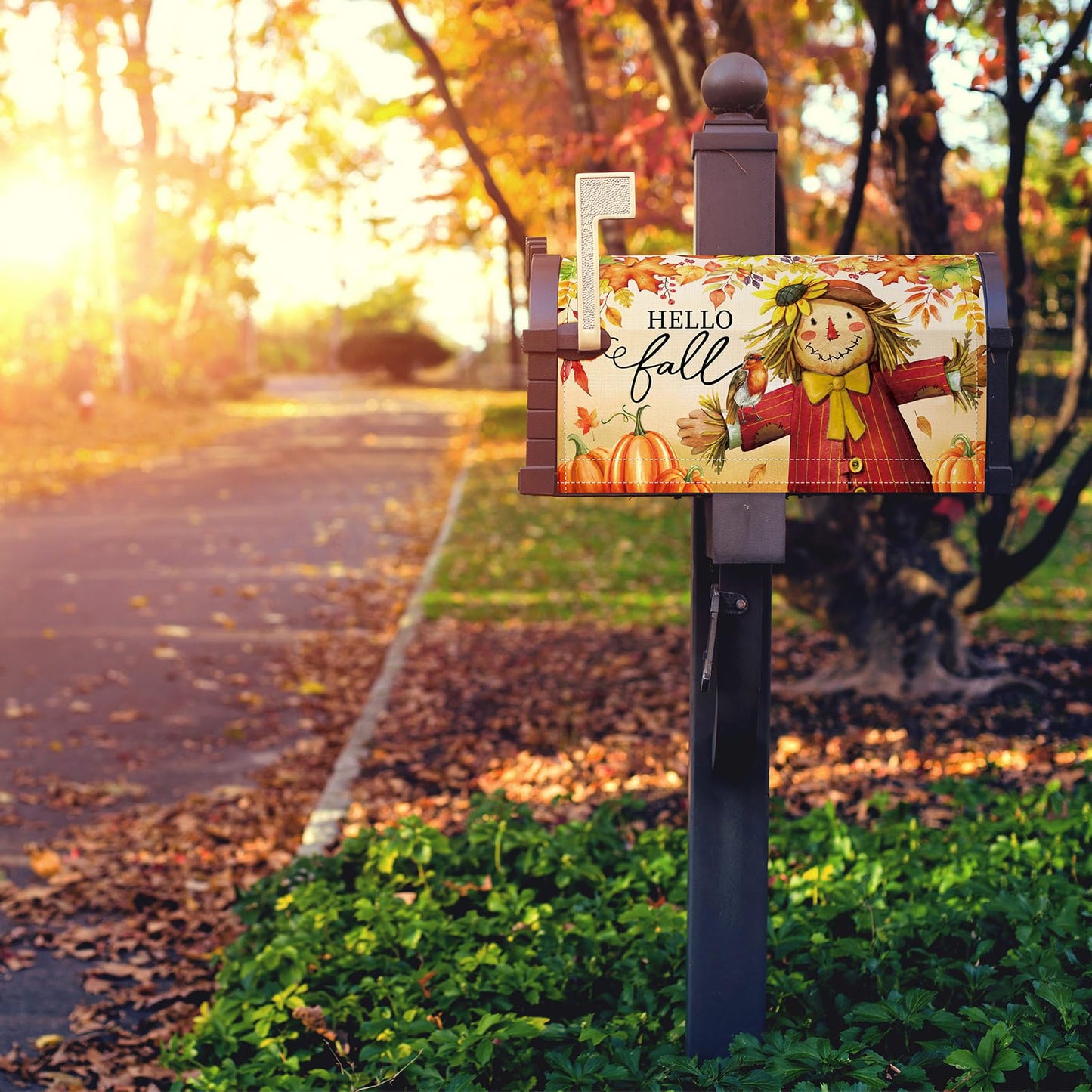 Blosssound Fall Mailbox Cover Magnetic Thanksgiving Post Box Decor Standard Size 20 x 18 Inch Decorative Mailbox Cover for Thanksgiving Autumn Harvest Garden Yard Decoration (Bless)