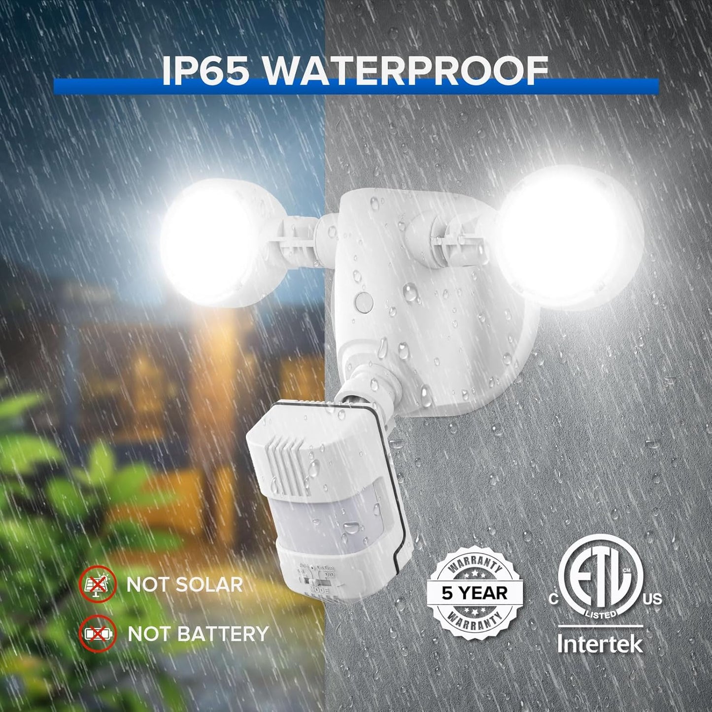 25W Motion Sensor Outdoor Flood Light - 3000LM Dusk to Dawn Security Light, 4 Modes, 320° Wide Angle for Garage & Patio