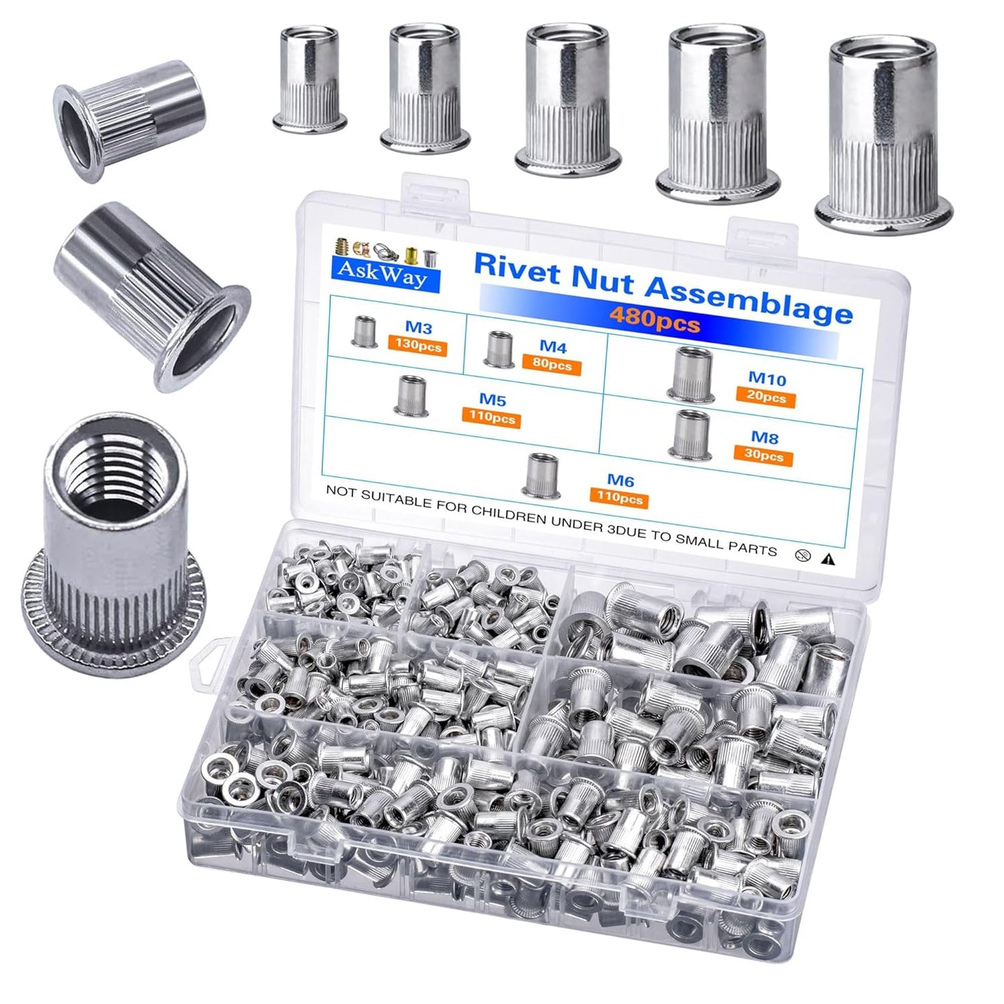 430-Piece Metric Rivet Nut Tool Kit - M8/M6/M5/M4/M3 for Automotive, Furniture & Industrial Use