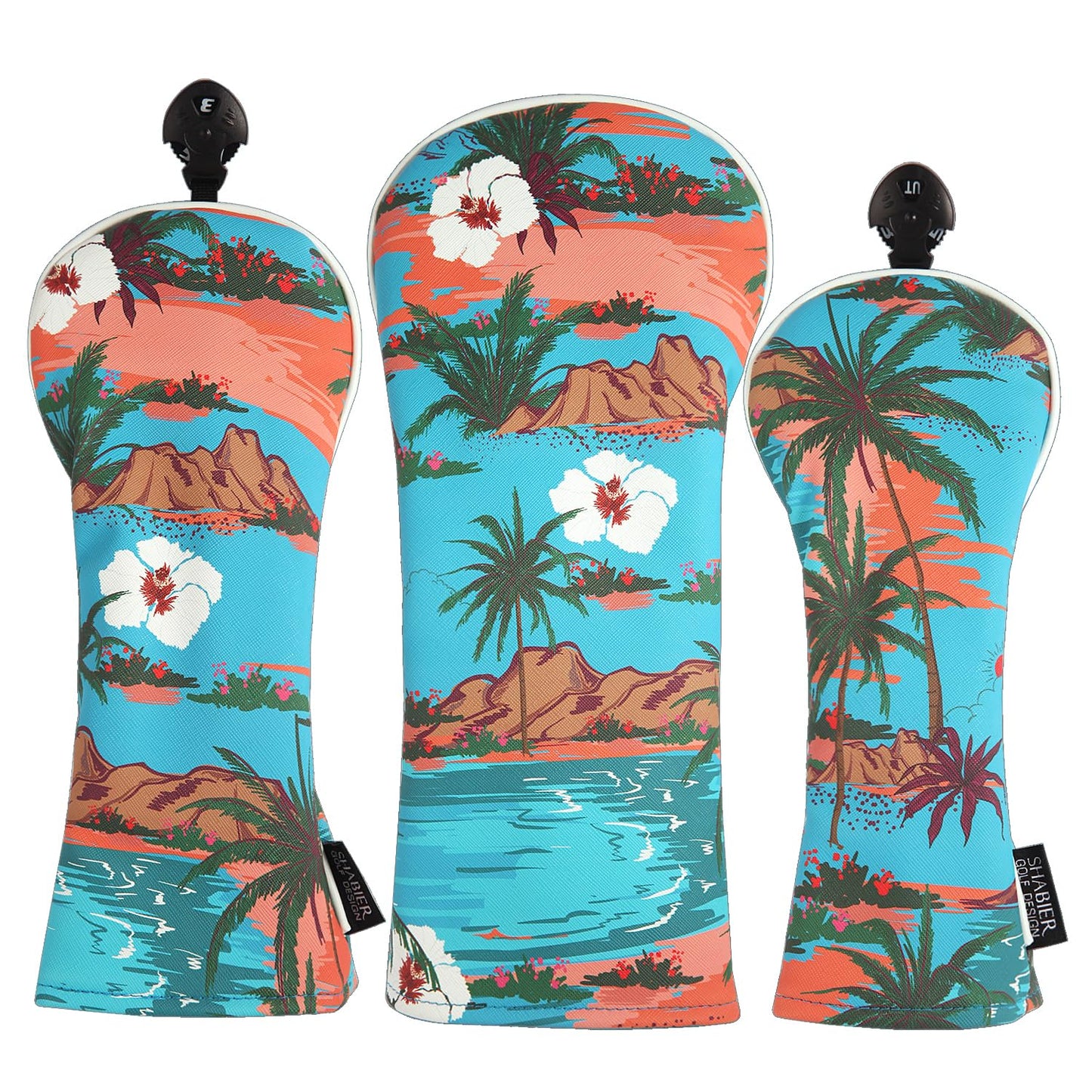 SHABIER Hawaii Island Flowers, Palm Trees, Beach, Ocean Golf Head Cover for Driver Club