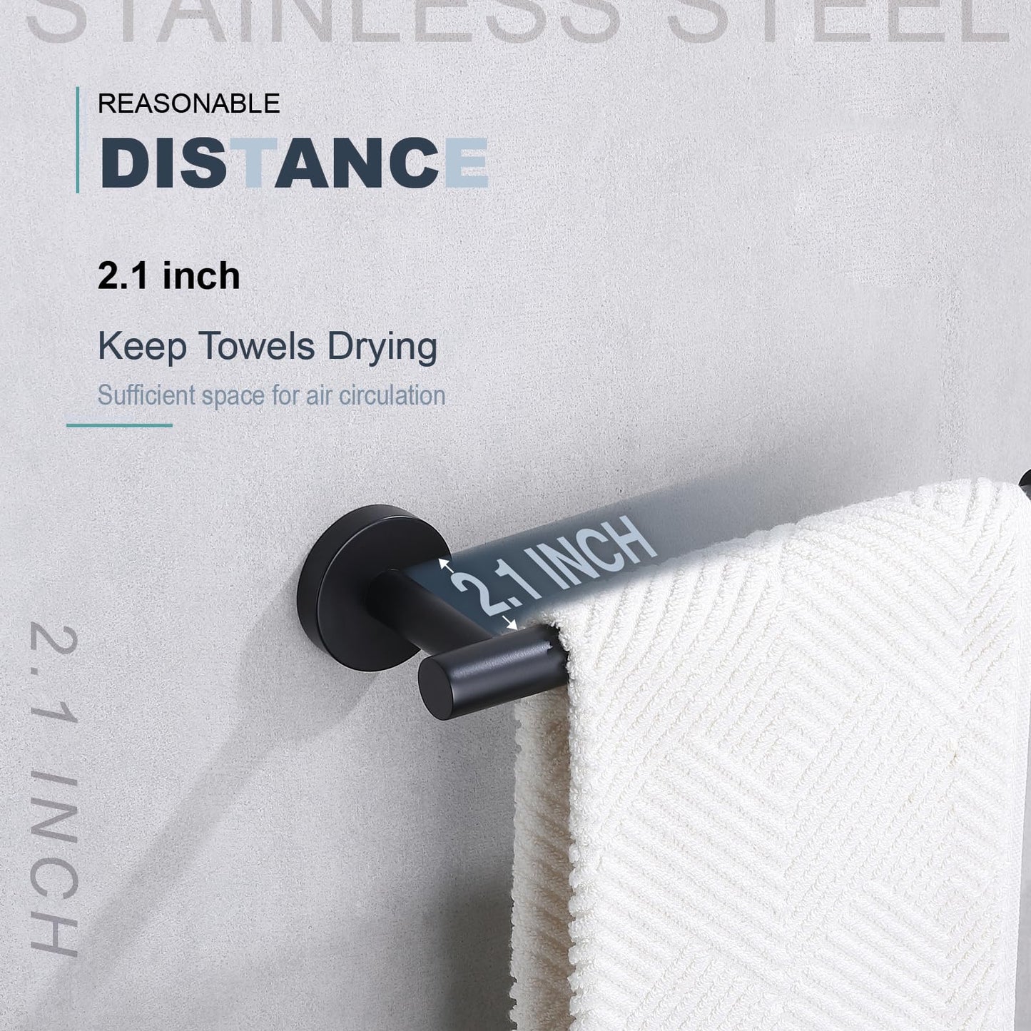 TASTOS Hand Towel Holder Towel Ring, Premium Stainless Steel Hand Towel Bar Heavy Duty Wall Mounted Modern Bath Accessories, 9 Inch Towel Rack for Bathroom Kitchen, Matte Black