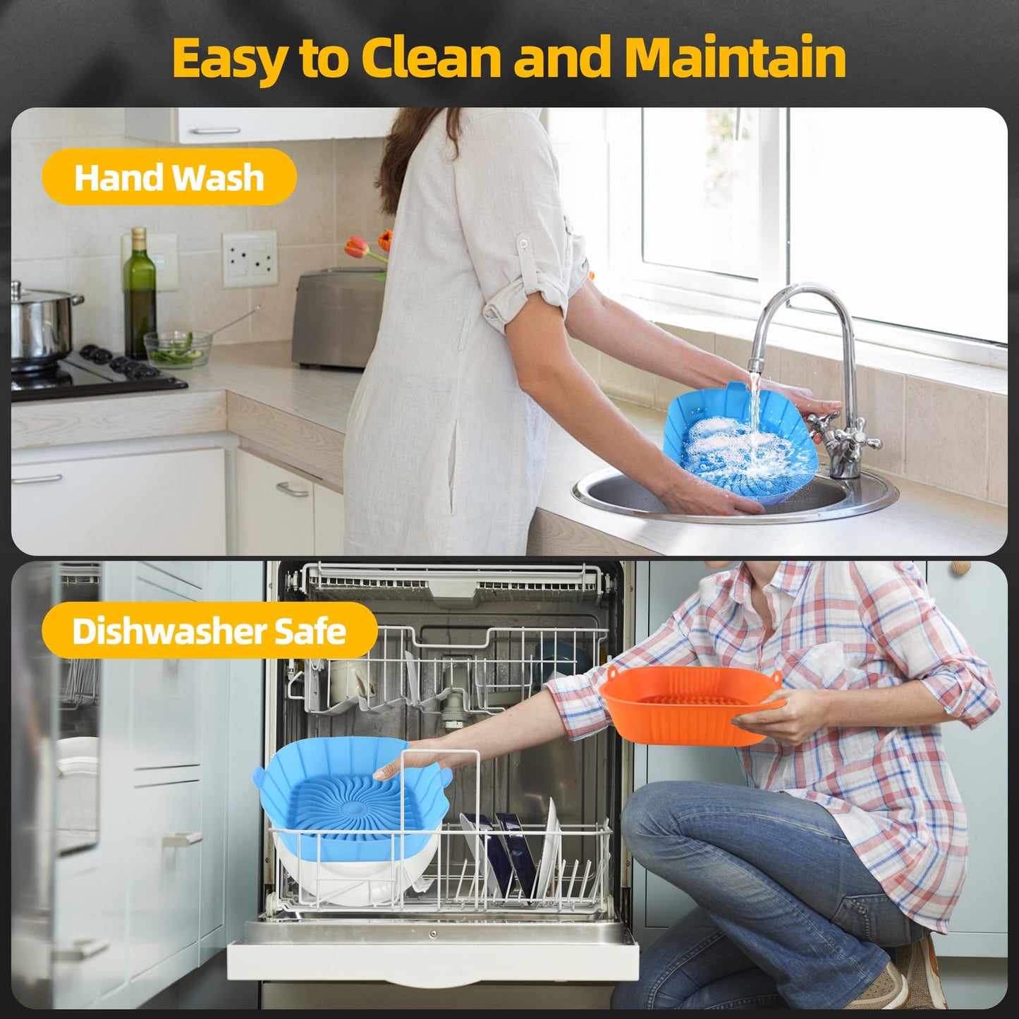 Reusable Air Fryer Liners for Ninja Crispi FN101GY, 2 Pcs Silicon Liners for Ninja Crispi 4-in-1 Portable Glass Air Fryer Cooking System, AirFryer Accessories for 4-qt & 6-cup Container