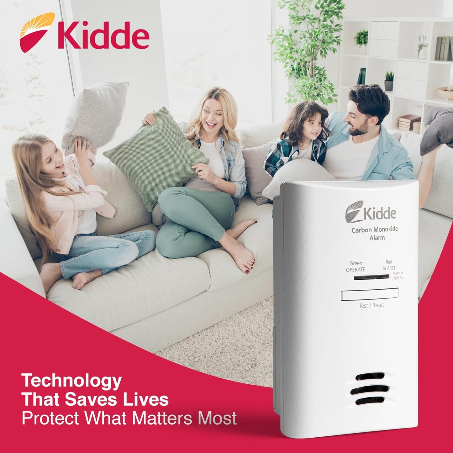 Kidde Plug-In Carbon Monoxide Detector with Battery Backup & Test-Hush Button