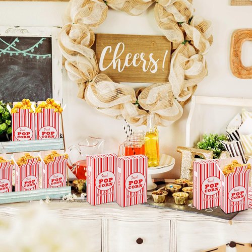 Bekith 100-Pack Paper Popcorn Boxes - Close-Top Containers for Movie Nights & Parties