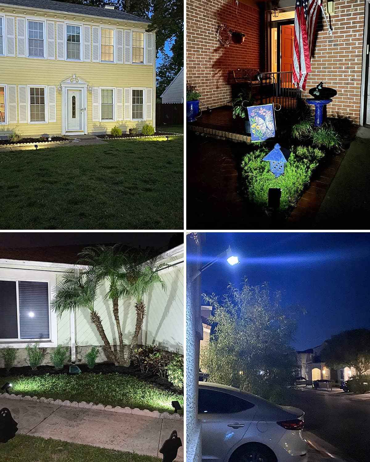 10 Pack Solar Spot Lights - Waterproof IP67 Landscape Flood Lights with 72 LEDs, 3 Modes, Auto On/Off for Garden, Lawn, Patio & Driveway (Cool White)