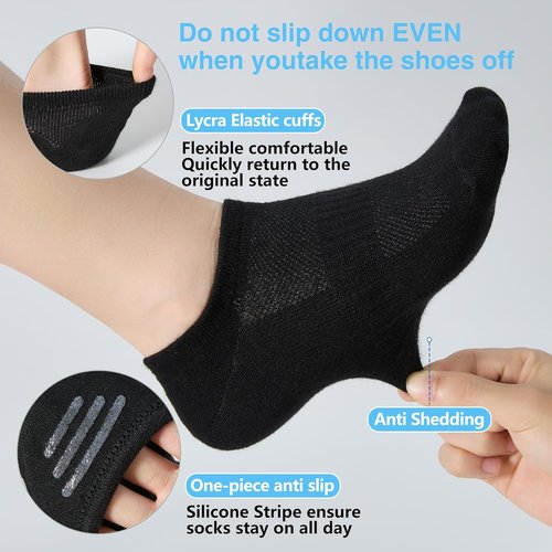 ATBITER No Show Socks - Women's Non-Slip Invisible Liner - 6 Pairs Low Cut Ankle Socks