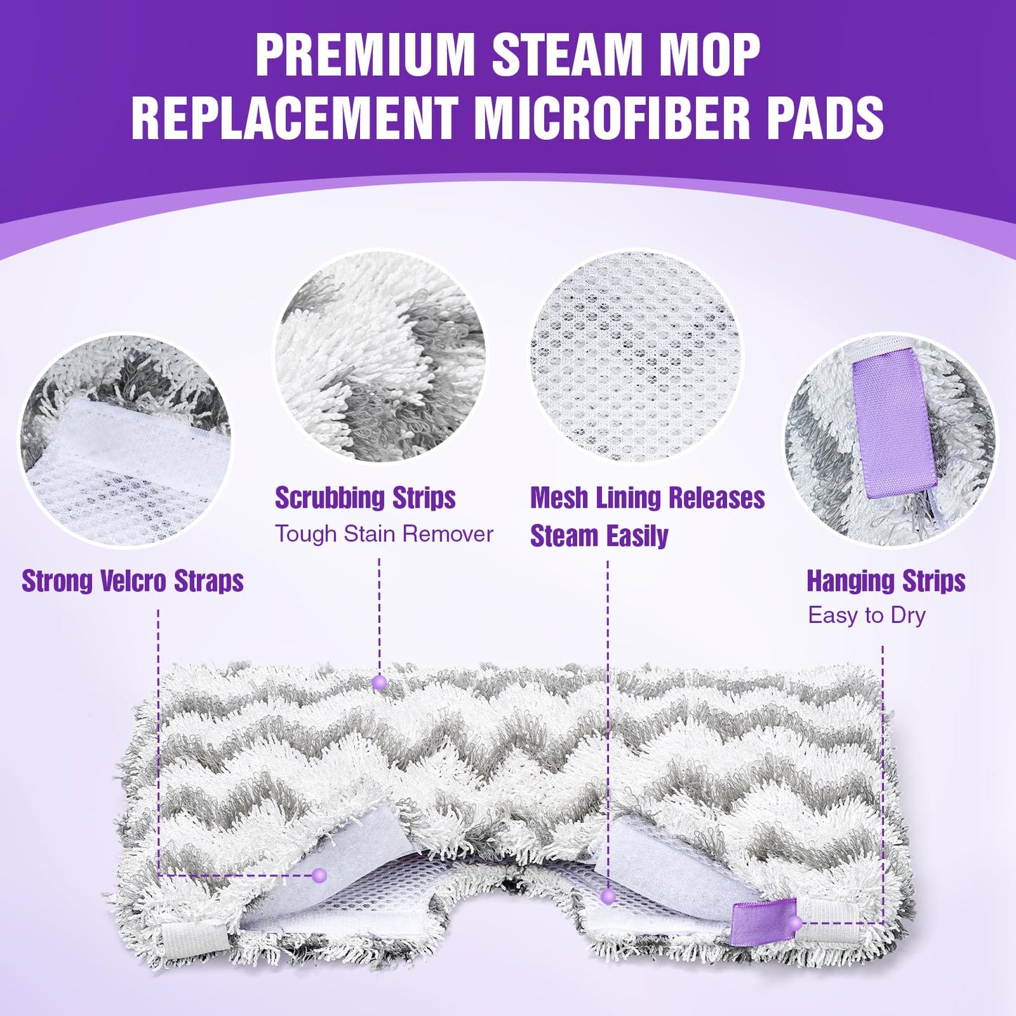 S3501 S3601 Steam Mop Replacement Pads Compatible with Shark Steam Pocket Mops S3501 S3601 S3550 S3801 S3901 S3601D S3801CO S3901D S3455K S2902 SE450, Washable Microfiber Mop Pads Reusable, 3 Pack