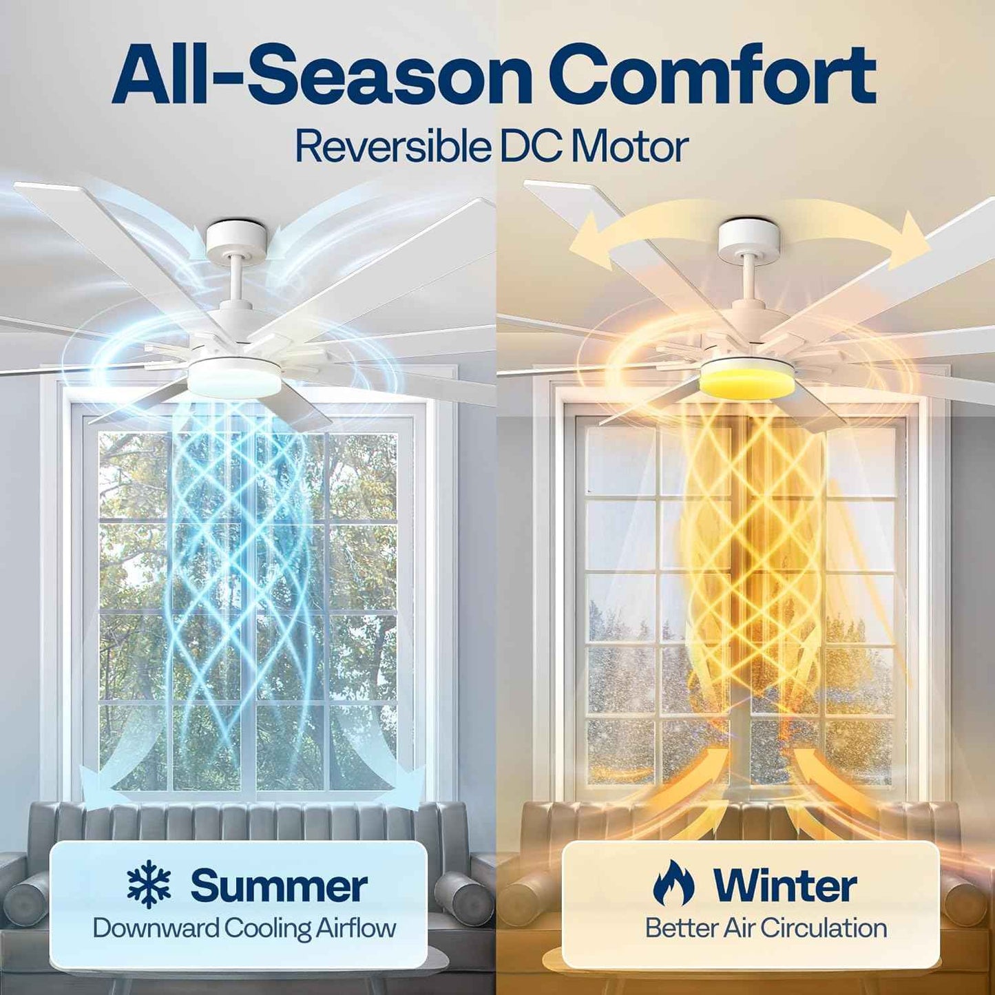 42-Inch VIVOHOME Low Profile Ceiling Fan with Lights & Remote - Dimmable, Quiet, Reversible for Bedroom & Living Room