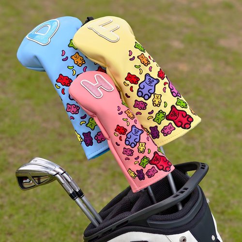 Golf Club Covers for Woods and Driver, Gummy Bears Pattern Headcover, Golf Headcovers for Kids Youth Girls Boys (for Hybrid)