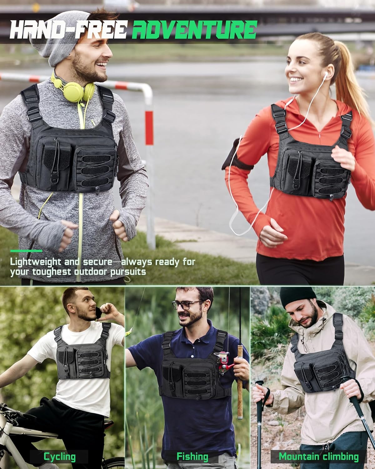 RXW Chest Bag - Tactical Hiking Pack for Men & Women | Versatile Sport Vest for Running & Outdoor Adventures