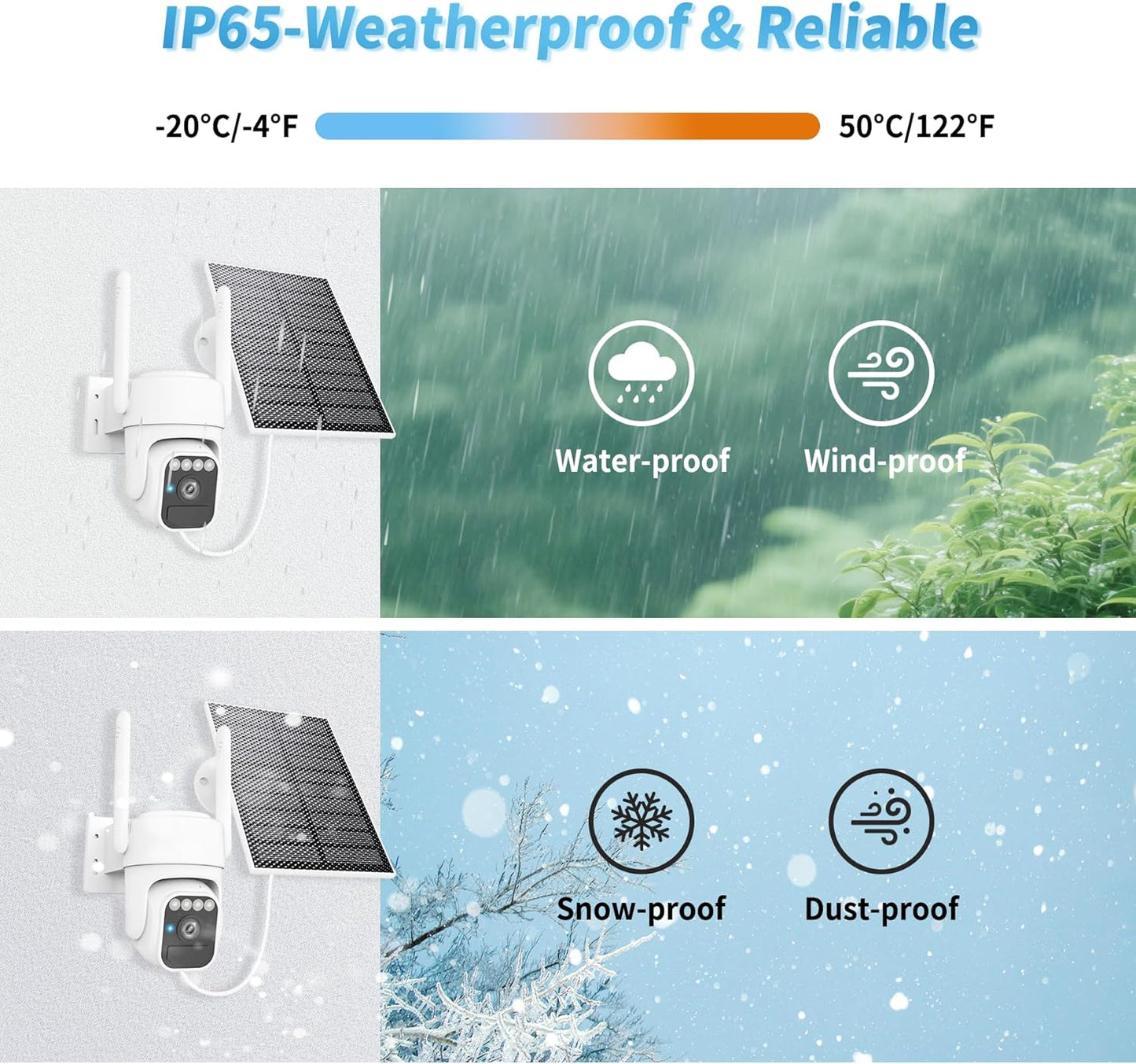 Wireless Solar Security Camera - 360° View, Two-Way Talk, Auto Tracking, Color Night Vision