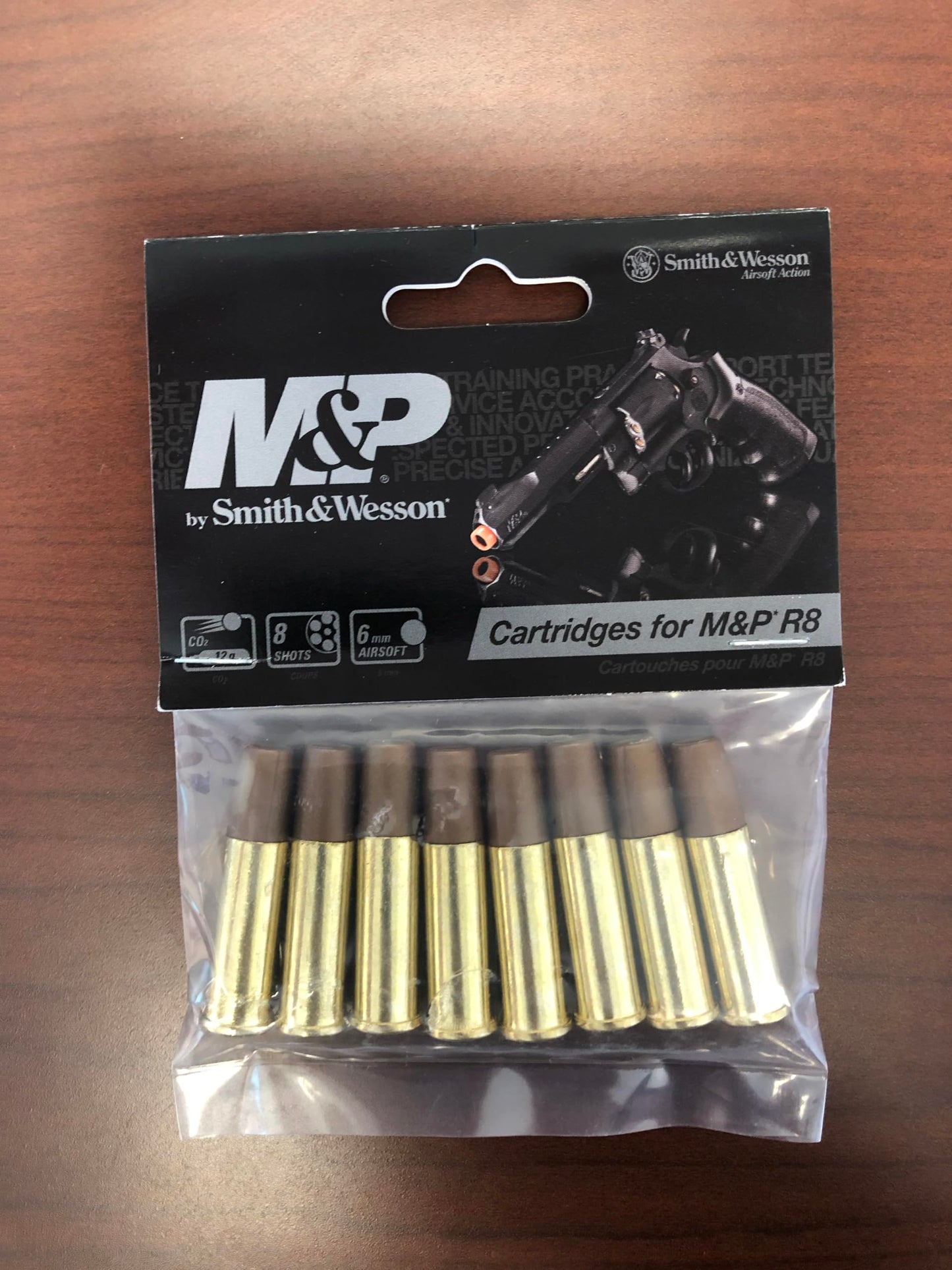 Smith & Wesson M&P R8 6mm BB Pistol Airsoft Gun Revolver BB Capsules, 8 Pack