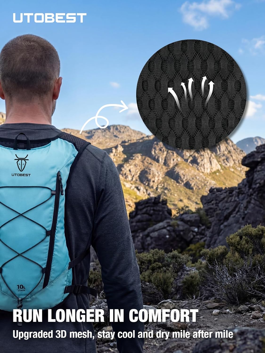 UTOBEST 10L Running Hydration Vest - Lightweight Adjustable Backpack with 2L Bladder for Trail Running