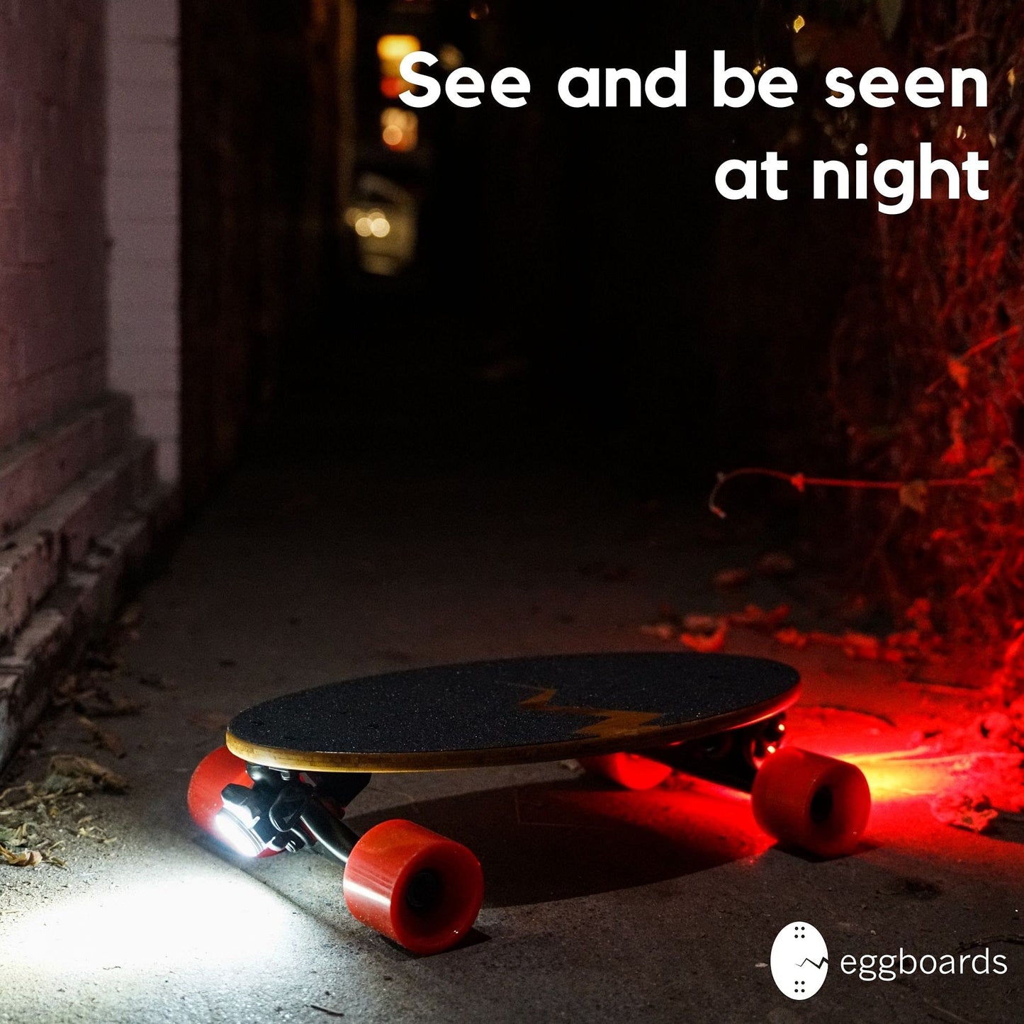 Eggboards Electric Skateboard Lights for Night Riding. LED Skateboard Light Kit. Longboard Lights USB Rechargeable. Skate Board Headlight Front and Back. Ideal Electric Skateboards Accessories