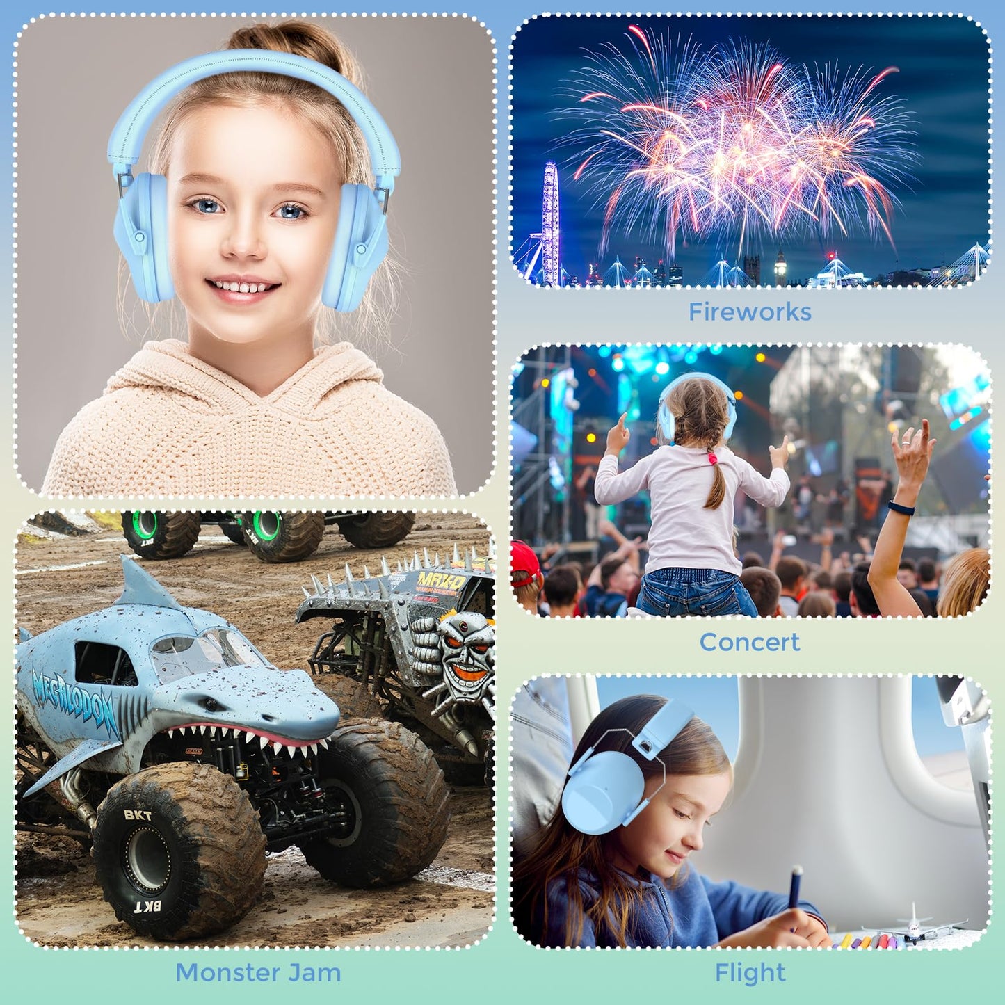 ProCase Kids Noise Cancelling Headphones, Kids Toddler Ear Protection, SNR 26 dB Ear Muffs for Noise Reduction for Autism Children, Hearing protection Earmuffs for Fireworks Flight Study -Skyblue