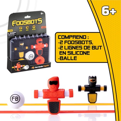 Fat Brain Toys Foosbots On The Go - Tabletop Trickshot Game for 2 Players | Soccer Fun for Kids 6+