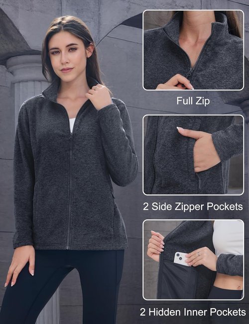 MAGCOMSEN Fleece Jacket for Women - Lightweight, Soft, Warm Winter Jacket with Pockets | Perfect for Outdoor Hiking