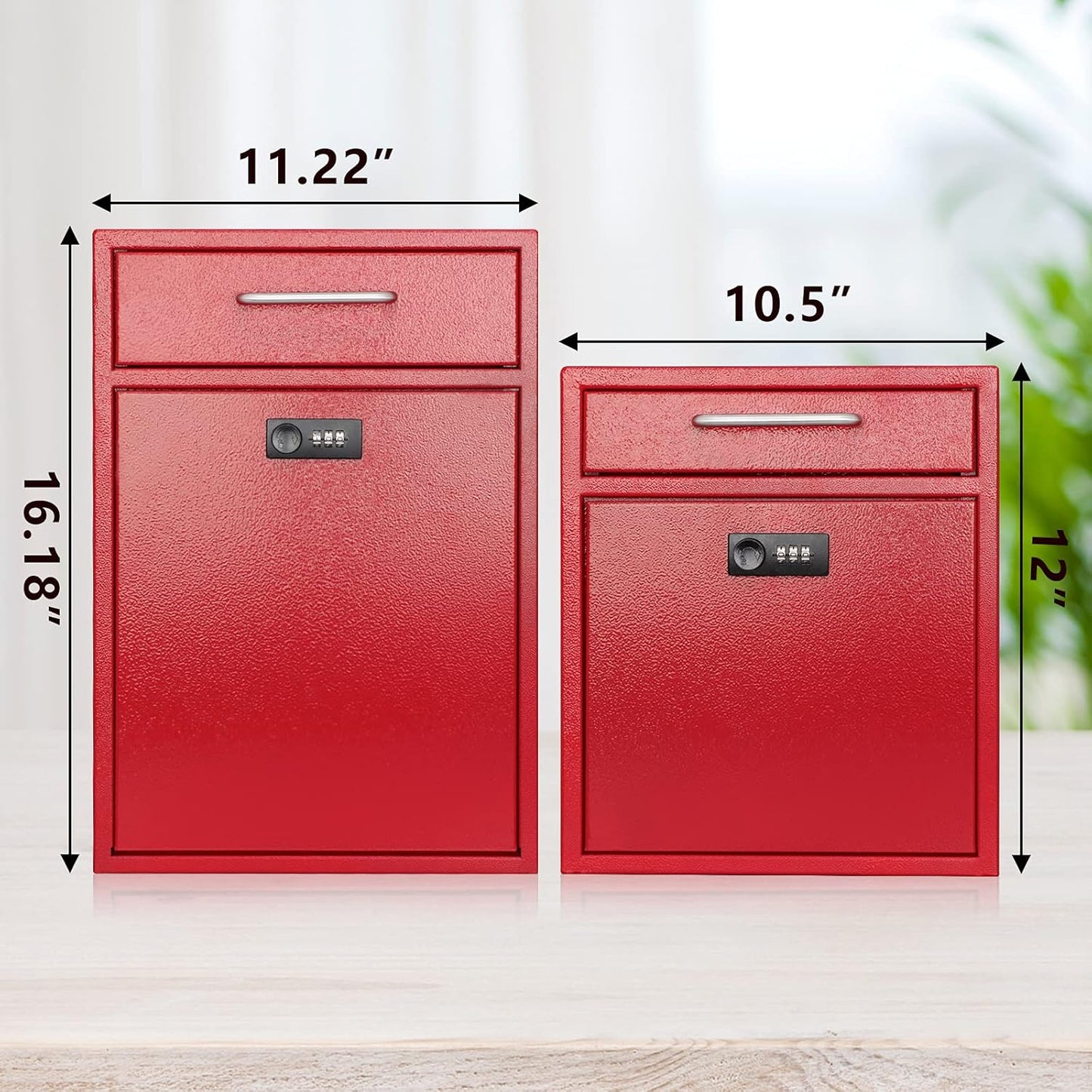 Secure Wall-Mount Mailbox with Lock | KYODOLED Large Steel Drop Box, Black, 16.2H x 11.22L x 4.72W