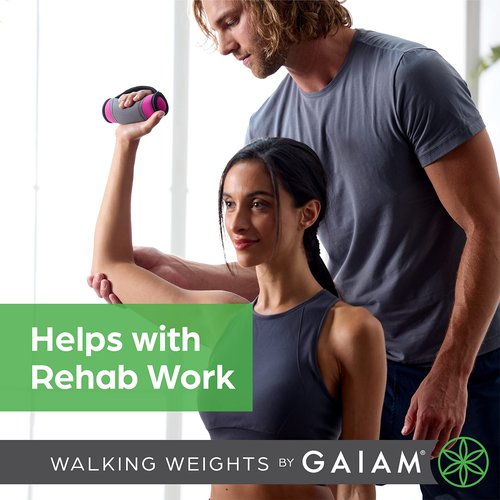 Gaiam Hand Weights for Women & Men Soft Dumbbell Walking Hand Weight Sets with Hand Strap - Walking, Running, Physical Therapy, Aerobics - 4lb Set (2 x 2lb Weights)