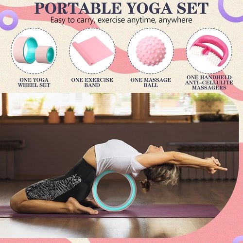 Arrowbash Yoga Wheel Set - 5 Pack Foam Rollers for Deep Tissue Massage & Back Pain Relief | Stretching Tools