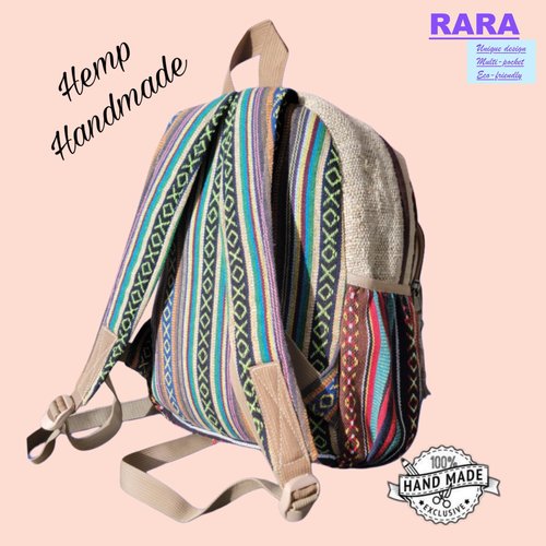 Natural Hemp Backpack, Handmade & Eco-friendly, Unique Design Nepalese Backpack for Every Occasion.